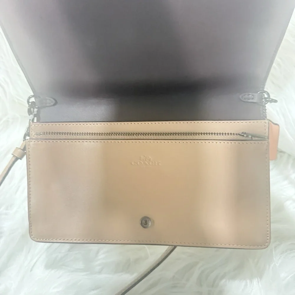 Coach  Hayden Foldover Crossbody  Leather Clutch Handbag Tea Rose
